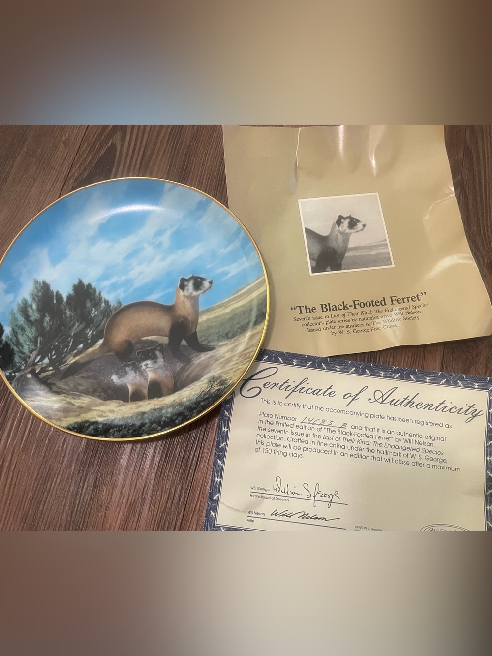 THE BLACK-FOOTED Ferret Collectors Plate.W.S.George Fine China,1990